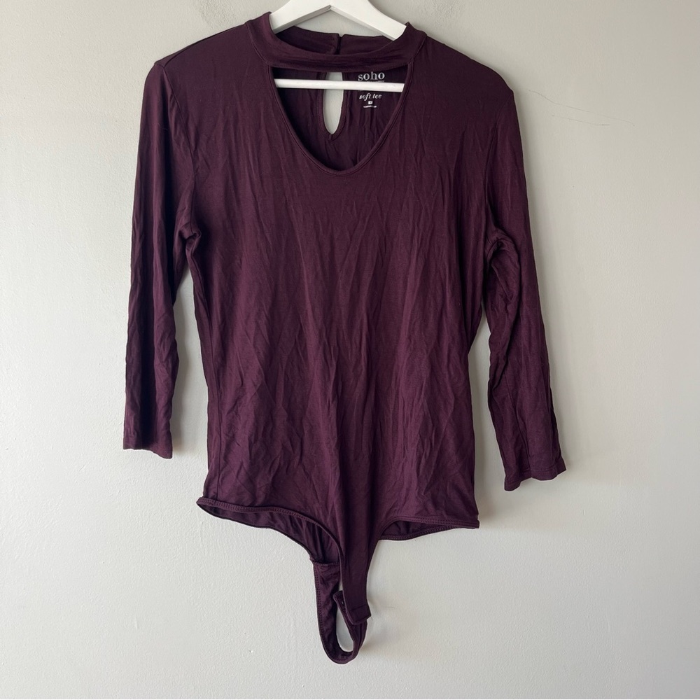 Soho Jeans New York & Company Maroon‎ Soft Tee Bodysuit Medium